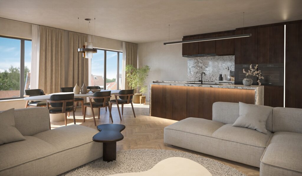 Render nieuwbouwproject - living